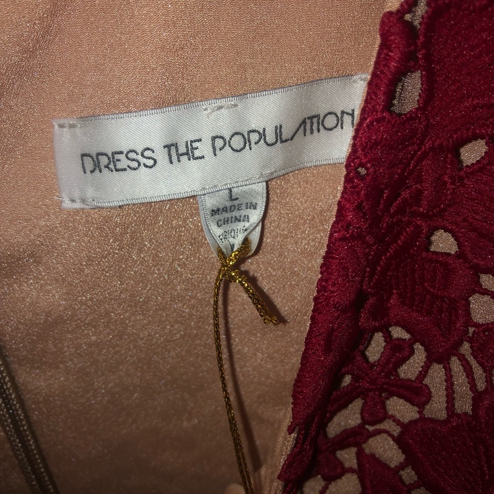 NWT Dress the Population Aurora Red Lace Dress Midi Red Sleeveless Party… - Picture 3 of 3